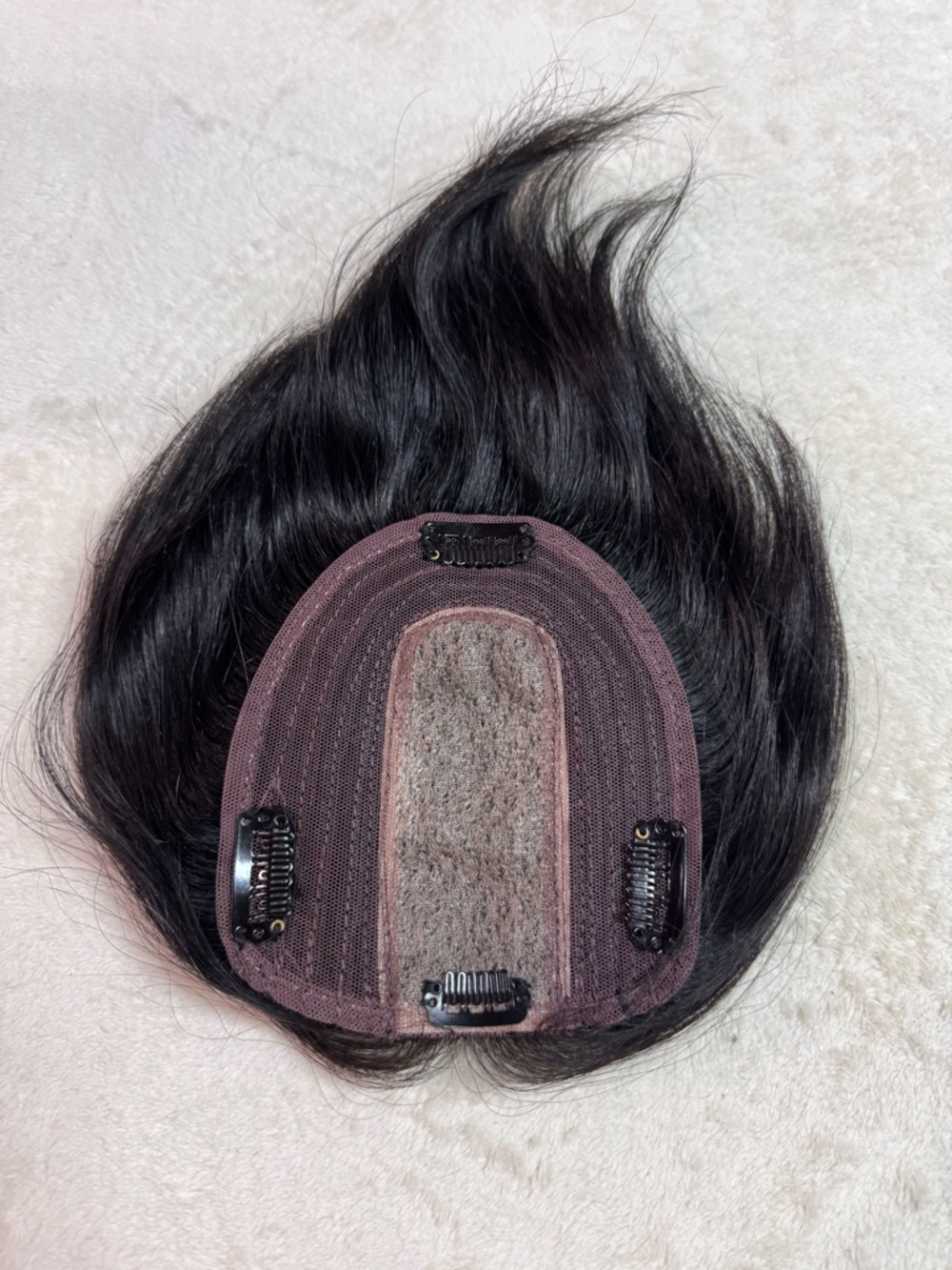 Human Hair 6" Black Women's Topper Hairpiece - Natural Shine Hair Replacement - Picture 4 of 7